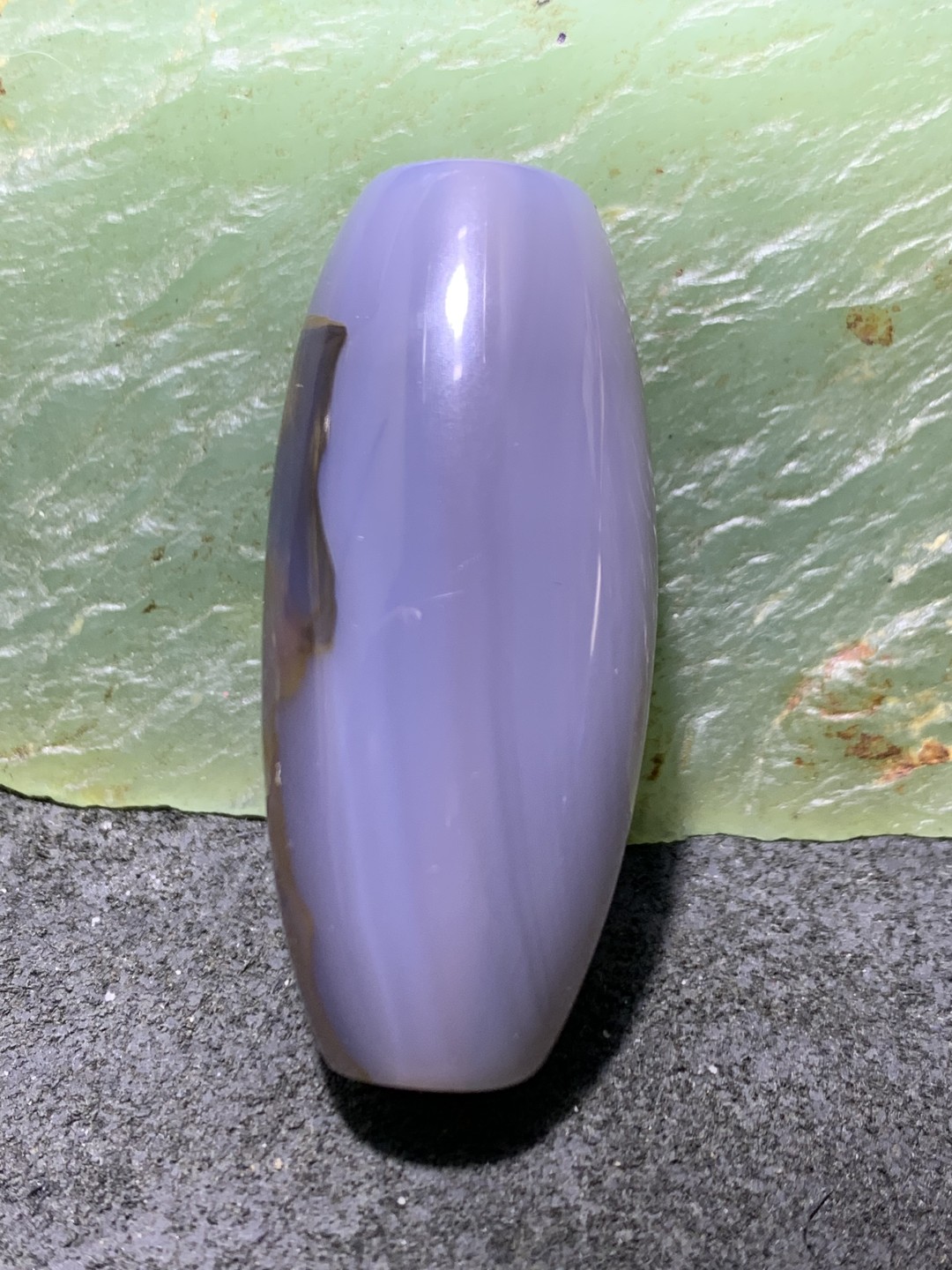 精美高玉化天眼巴西玛瑙随形桶珠一个，