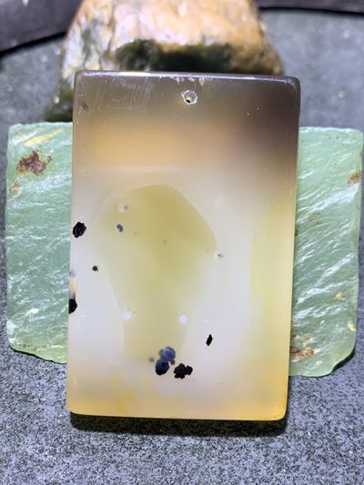 精美高玉化马达加斯加海洋玉髓俏色水墨点牌子一个！ - 精美高玉化马达加斯加海洋玉髓俏色水墨点牌子一个！