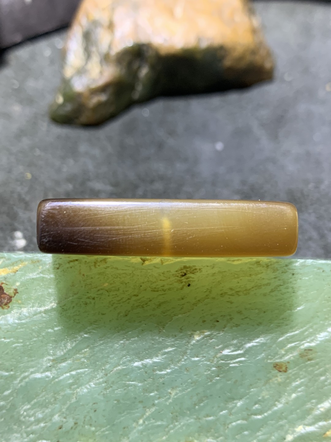 精美高玉化马达加斯加海洋玉髓俏色水墨点牌子一个！