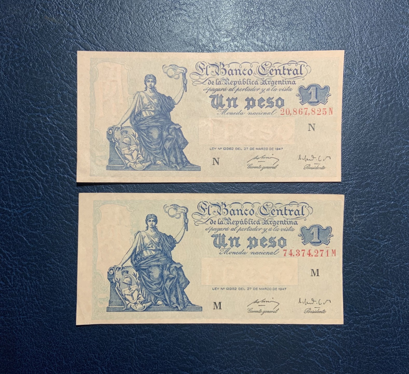收藏联盟Quantum Auction 第222期拍卖 阿根廷1947年1比索两张 品相如图