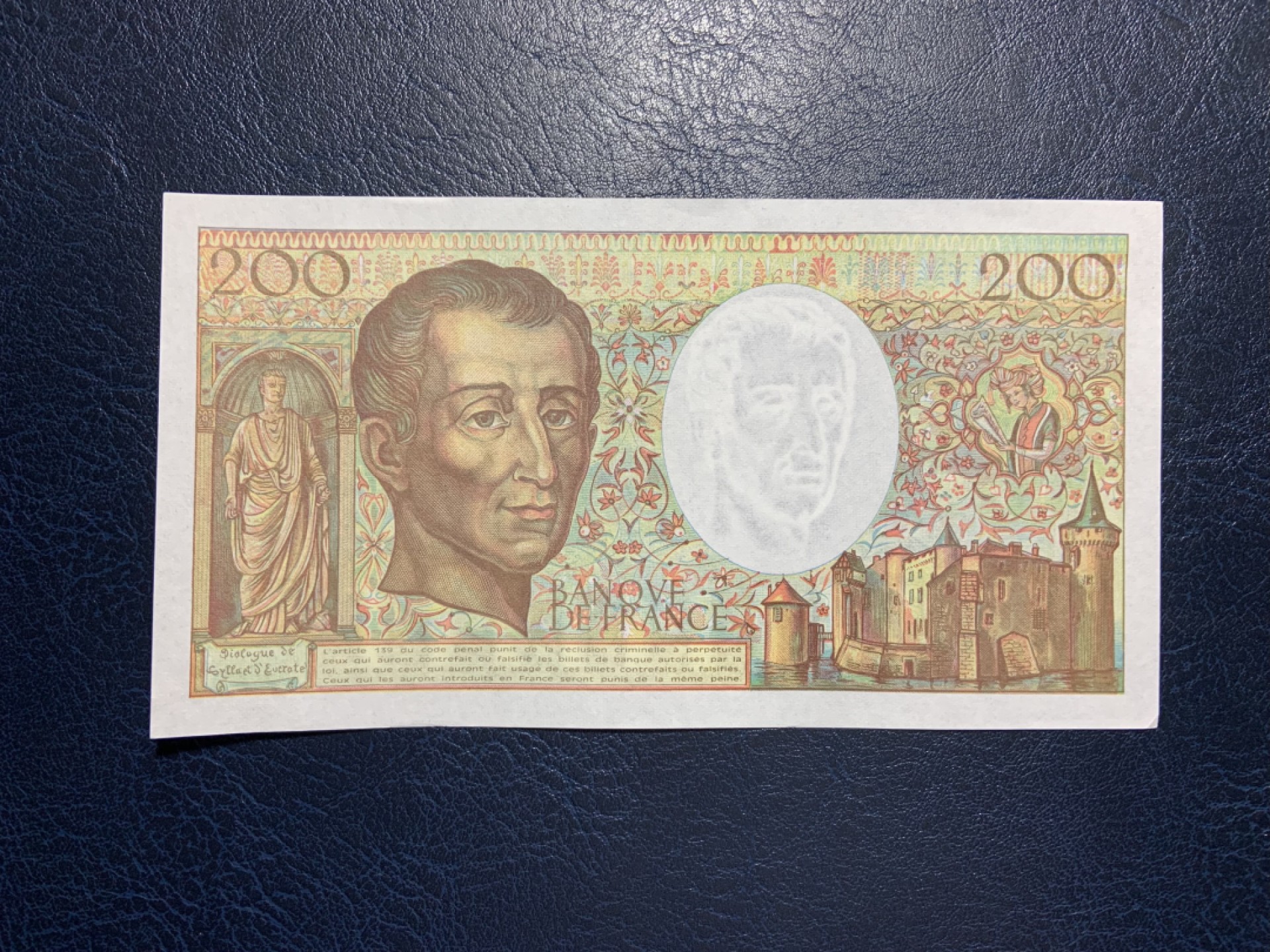 收藏联盟Quantum Auction 第223期拍卖 法国1992年200法郎 品相UNC- 无针孔