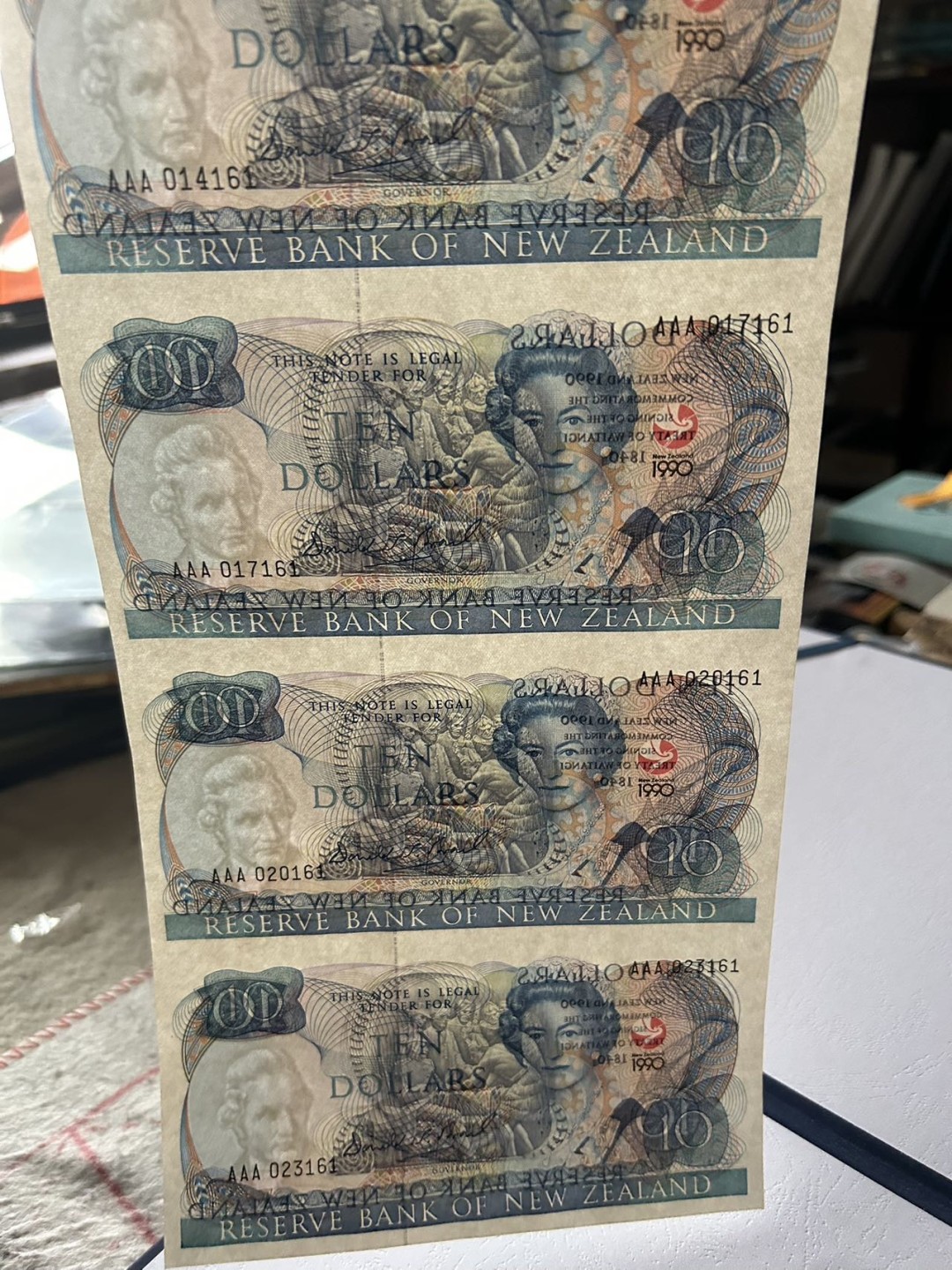 收藏联盟Quantum Auction 第223期拍卖 新西兰1990年10元纪念钞四连体 品相全新UNC AAA冠 