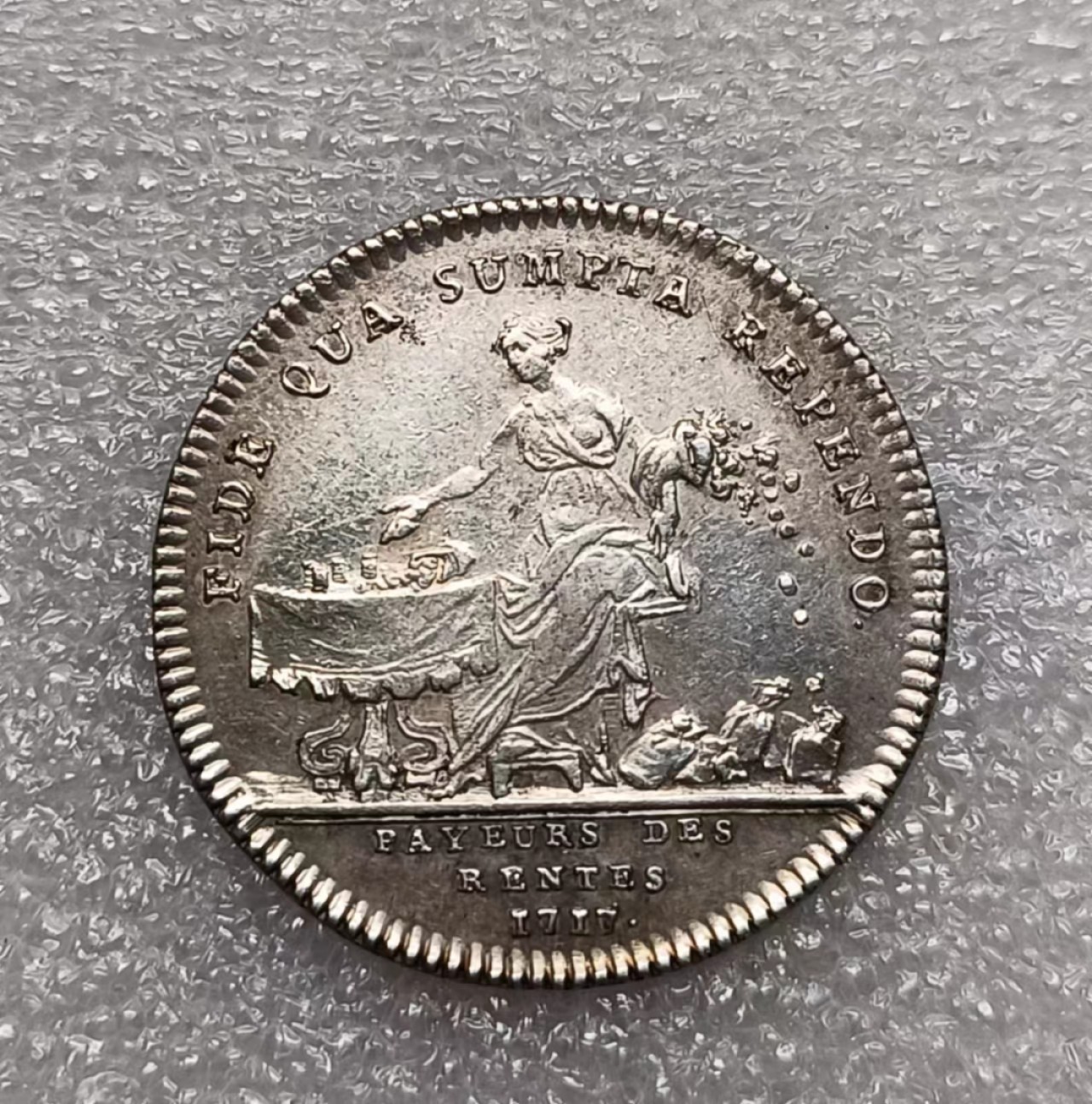 瓶子🏺第74期拍卖会 法国1717年路易十五JETON银质代币31毫米8.75克