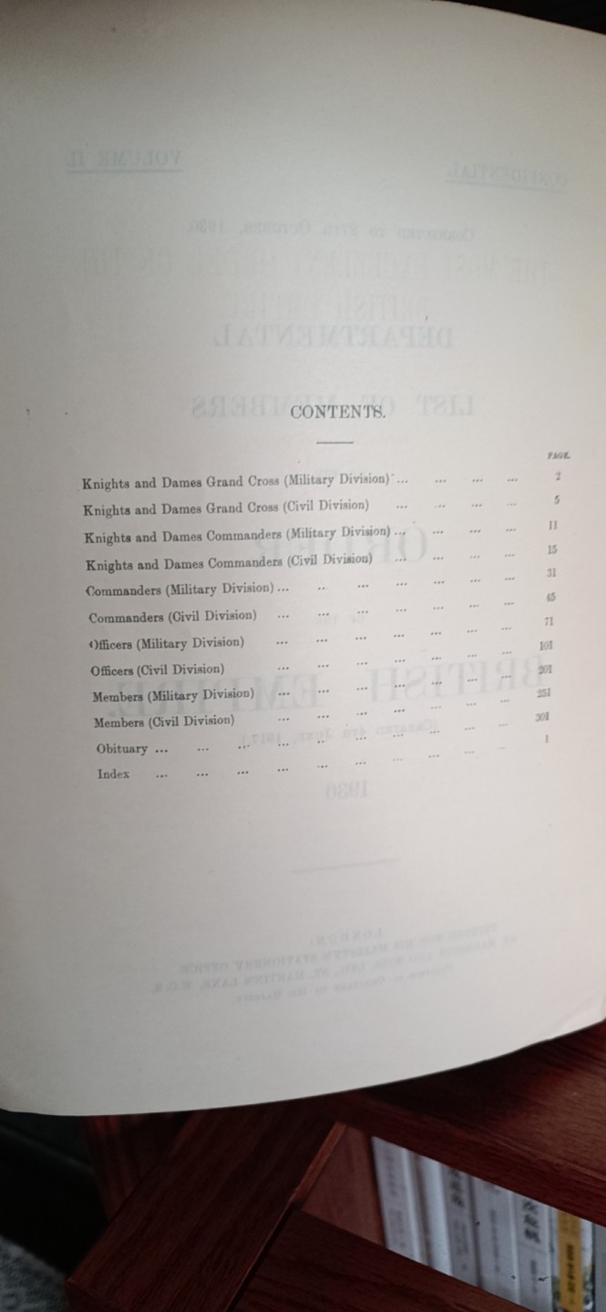 铸币章牌军功章目录（德英瑞士）第五期 英国，大英帝国授勋人员名单1922—1930