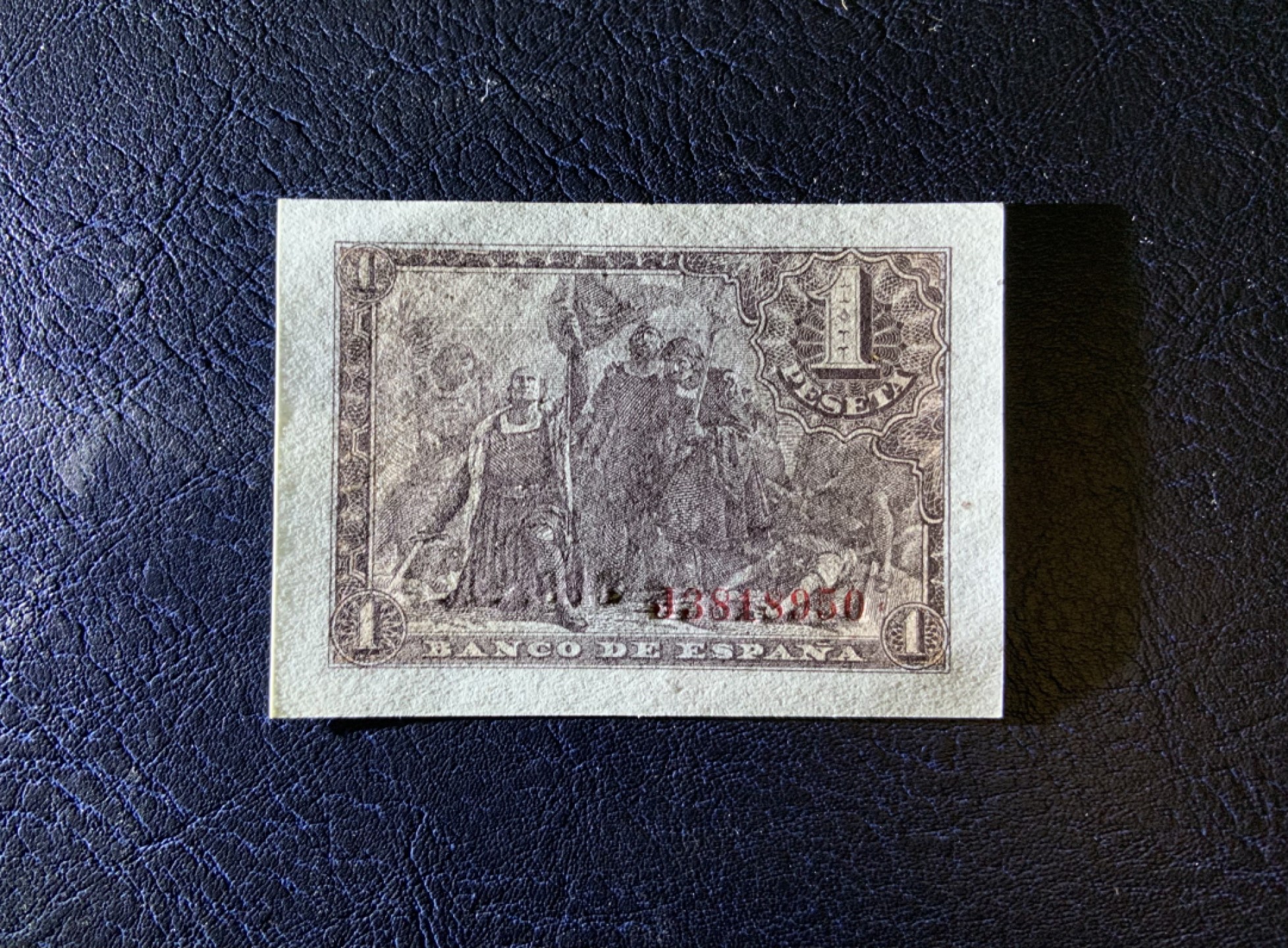收藏联盟Quantum Auction 第223期拍卖 西班牙1943年1比索 品相UNC 左侧黑点为纸张杂质