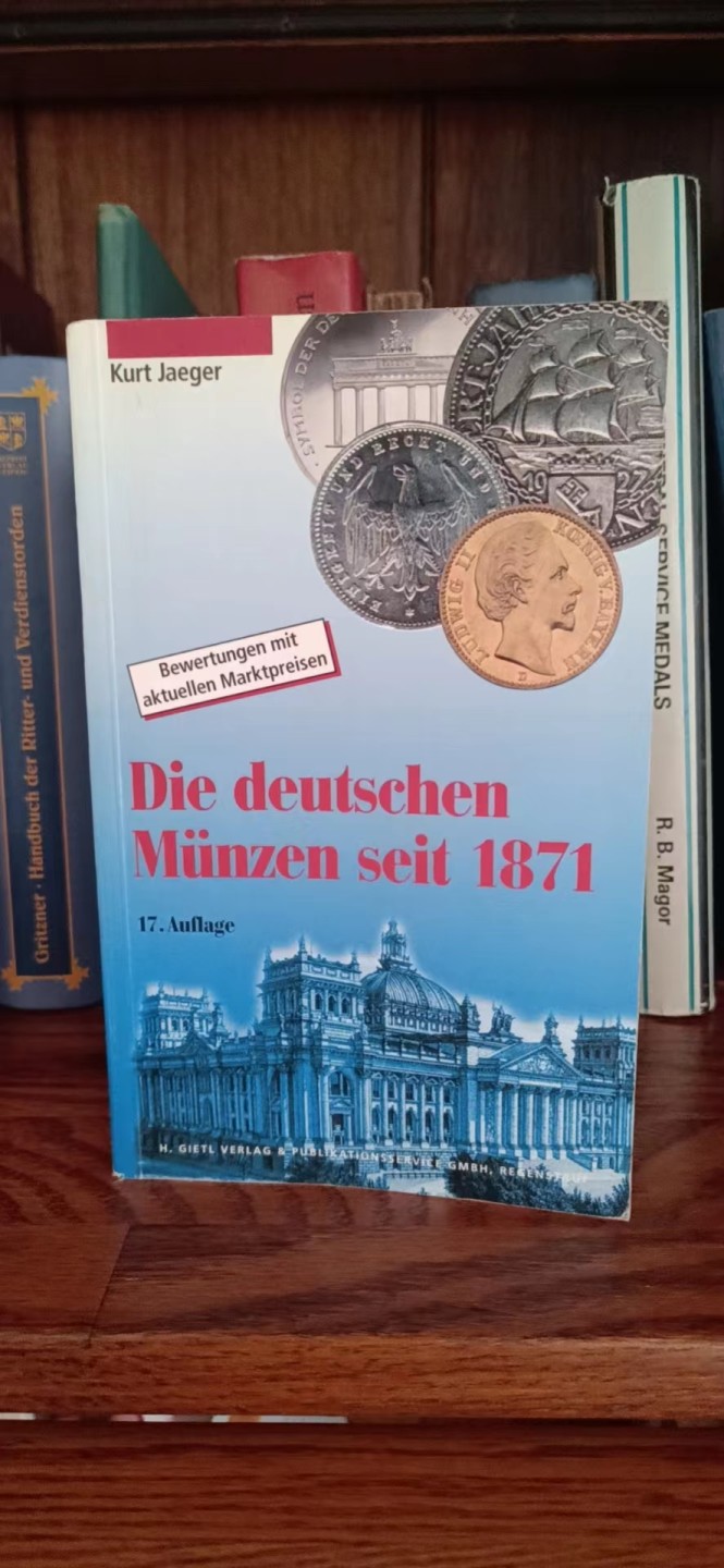 铸币章牌军功章目录（德英瑞士）第五期 德国耶格硬币目录，1871至今，800页。