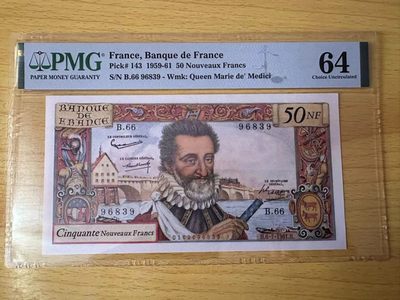 【Blue Auction】✨世界纸币精拍第275期【精】 - 【无47】法国 1959-61年 50新法郎 亨利四世 PMG64 精美
