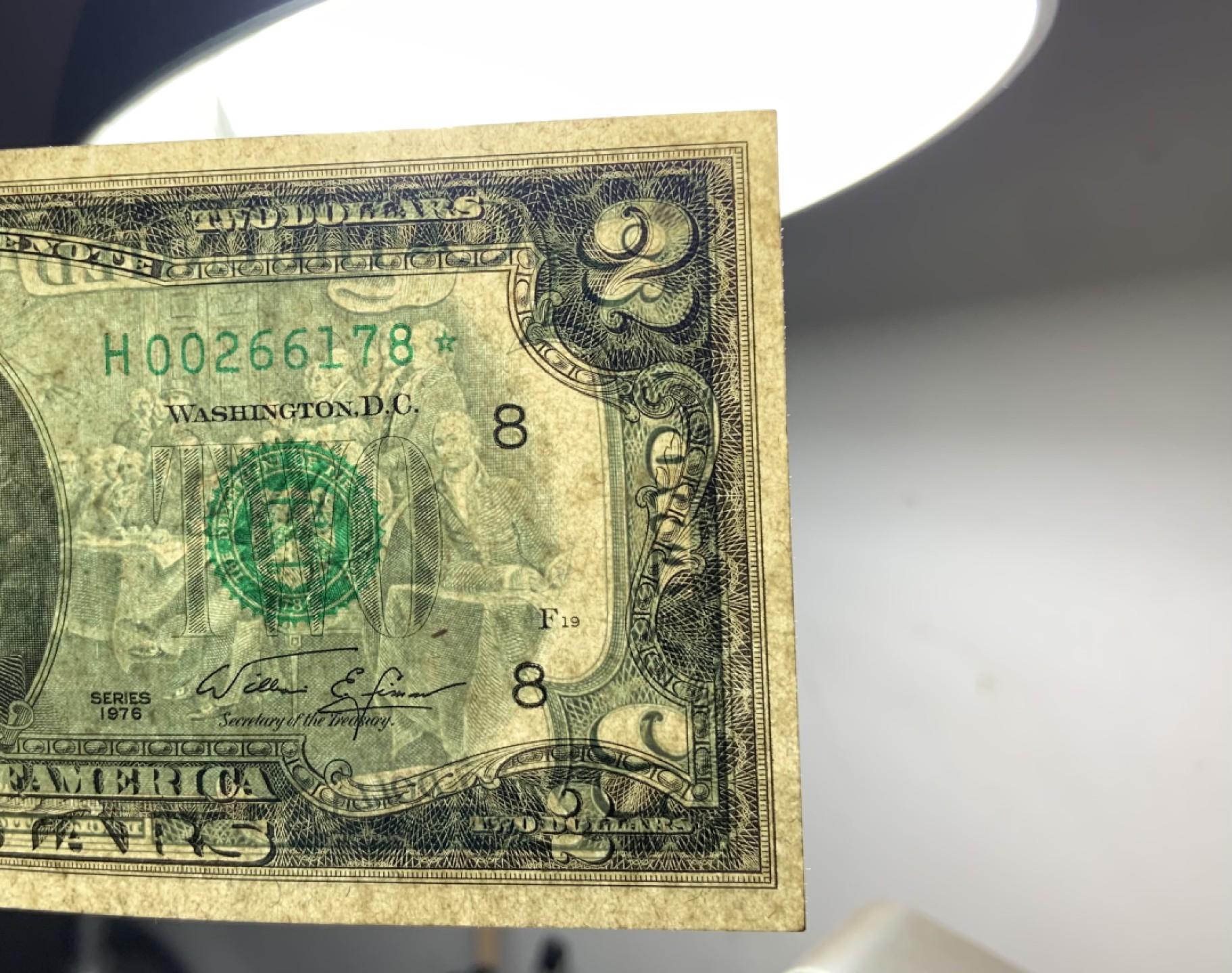 收藏联盟Quantum Auction 第223期拍卖 美国1976年联邦储备券2元 品相UNC 星补号 号码无4  边角微瑕 细节如图 