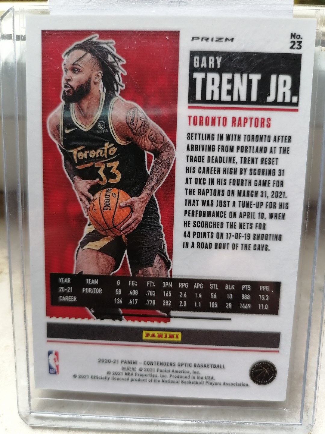 球星卡专场 2020-21PANINI-球票-OP-BASKETBALL-23一多伦多猛龙一小加里特伦特