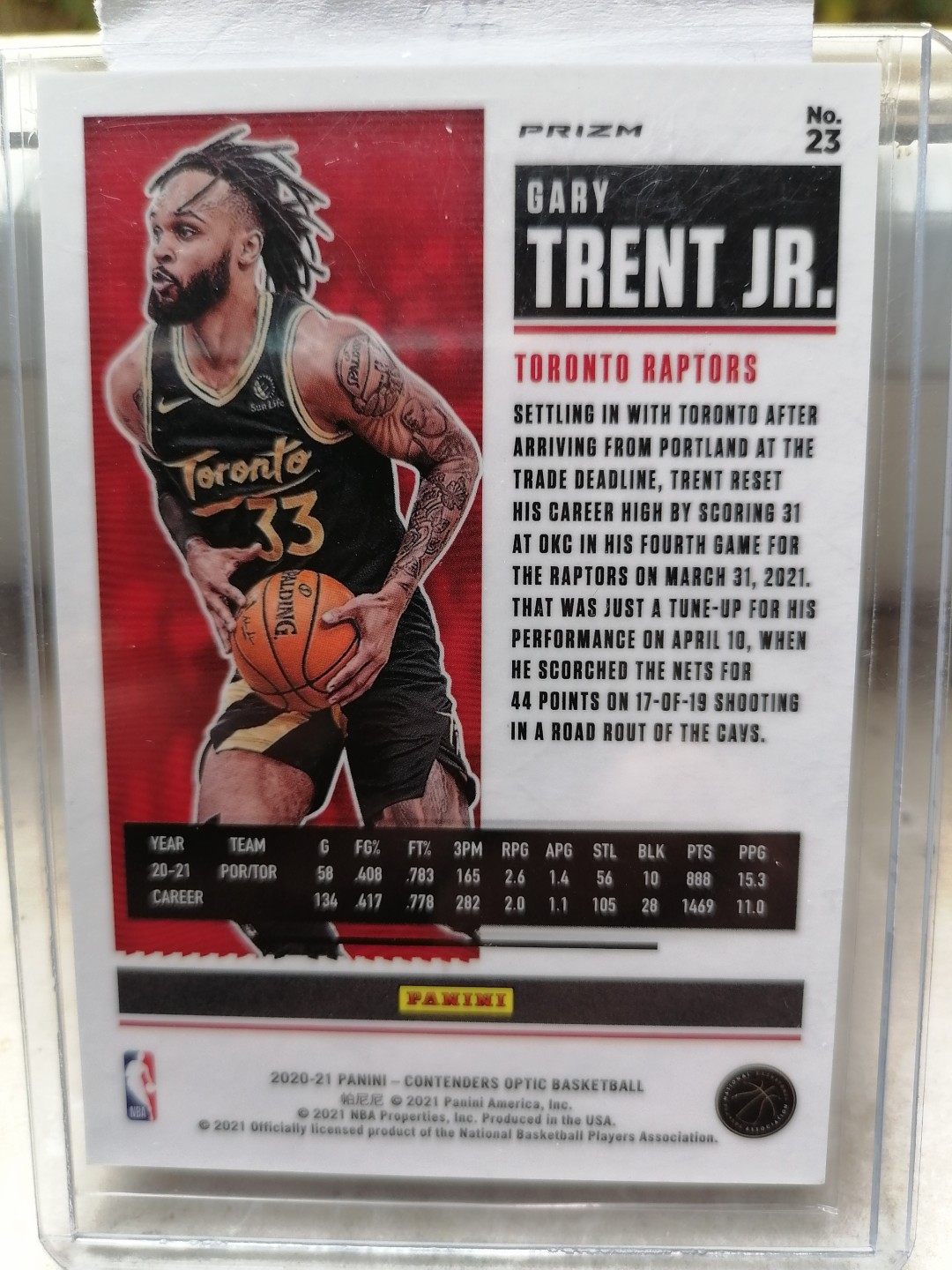 球星卡专场 2020-21PANINI-球票-OP-BASKETBALL-23一多伦多猛龙一小加里特伦特