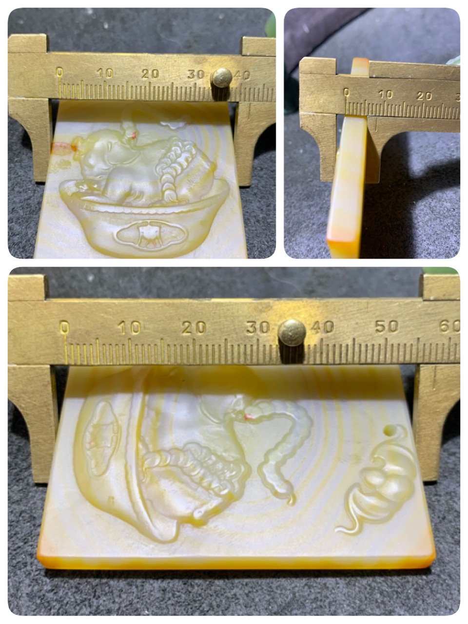 精美高玉化缠丝玛瑙雕刻金银“猪”宝牌子一个