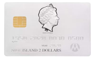 【海宁潮】第五十六期拍卖 - 【海寧潮】纽埃2020年信用卡发行70周年1.5盎司银卡银币原价2680，有自然氧化