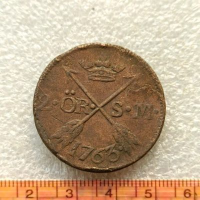 【淘币小摊】第五十九拍 十连拍之三 散币场  满百包邮 - 瑞典1763年2欧尔老铜币少见大铜币