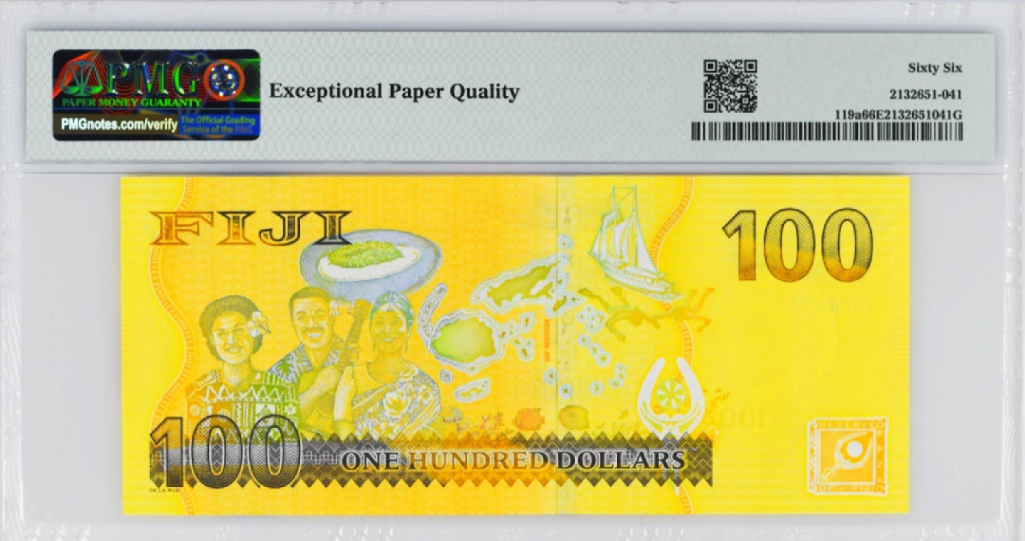 《张总收藏》86期——外币荟萃 斐济2013年100元首发FFA冠PMG66E 金蝉