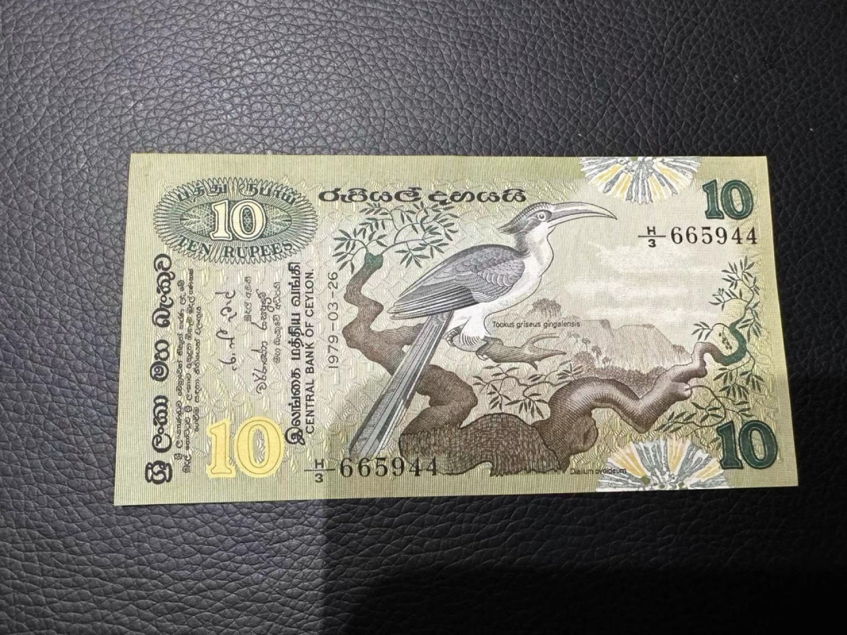 《外钞收藏家》第二百四十二期（连拍场） 斯里兰卡10 AU品相 有折两个发黄点和轻微潮