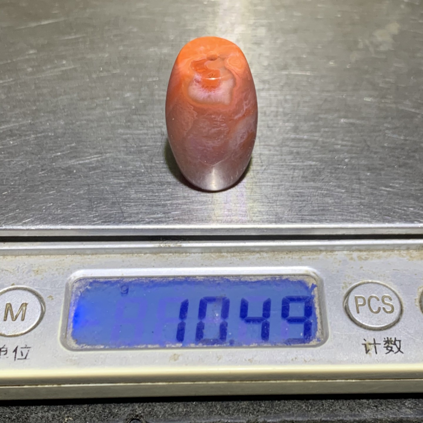 川料南红玛瑙冰飘桶珠一颗