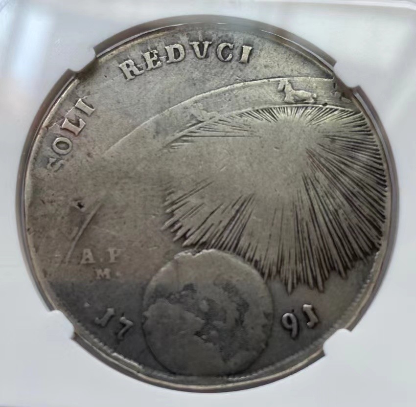 瓶子🏺第74期拍卖会 意大利那不勒斯1791年双头像地球黄道十二宫120G大银币