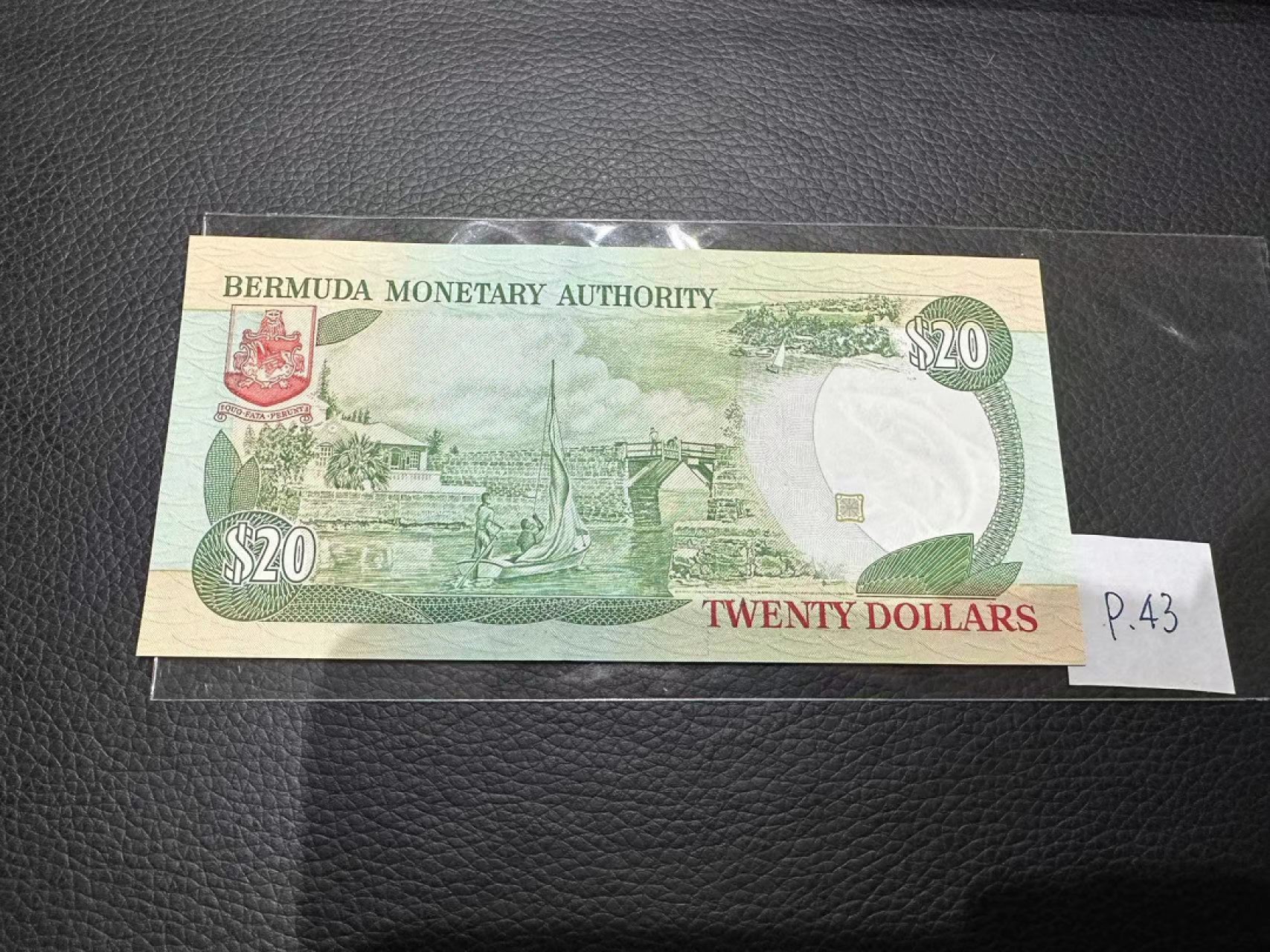 《外钞收藏家》第二百三十期英国女王专场（百慕大与东加勒比） 百慕大1996年20元，999988号券	P43   全新UNC