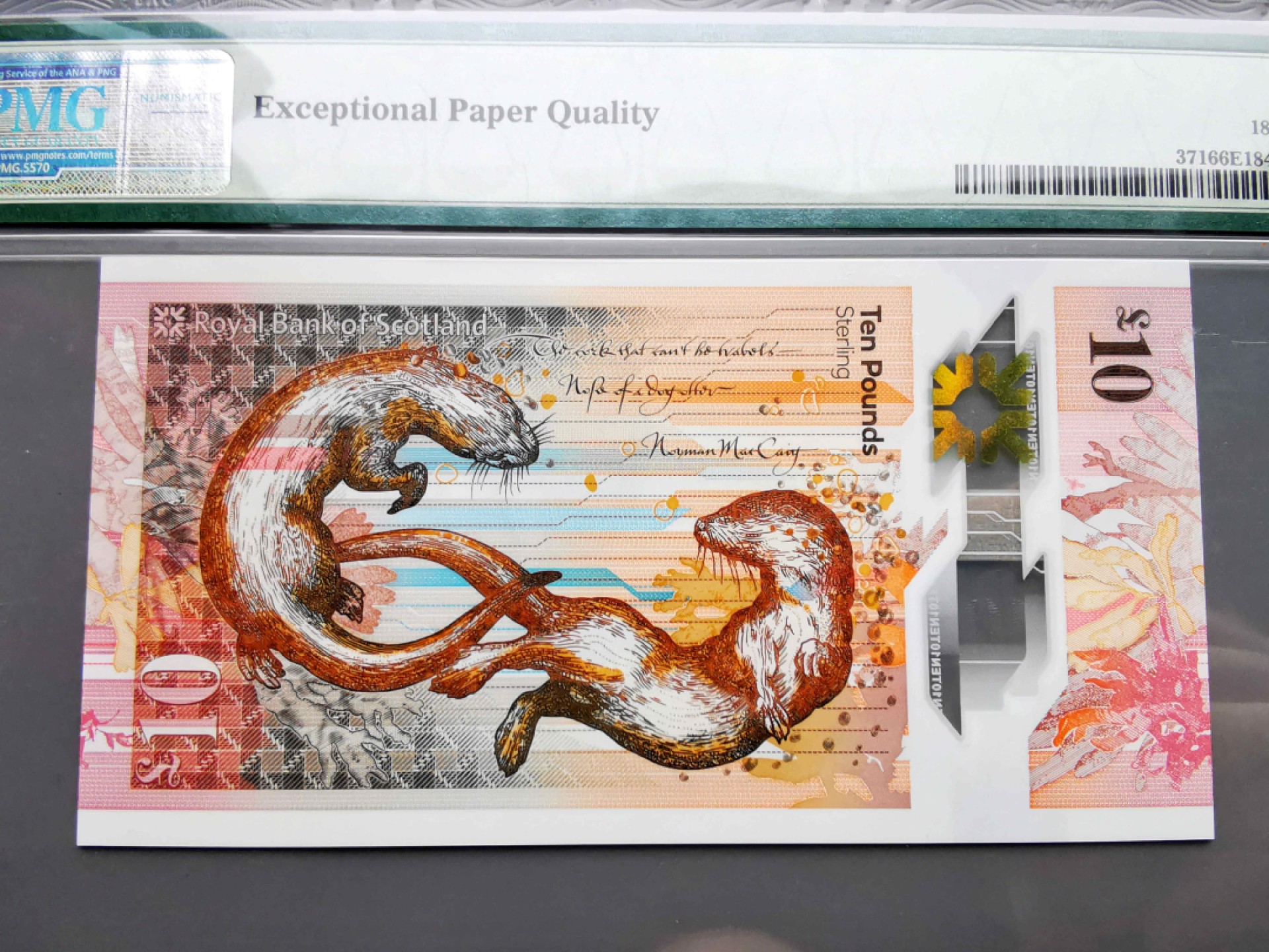 《崇甫堂》-PMG评级世界纸钞专场V 英国 2017年 AA字冠首发 苏格兰皇家银行10镑 PMG-66 Pick:371