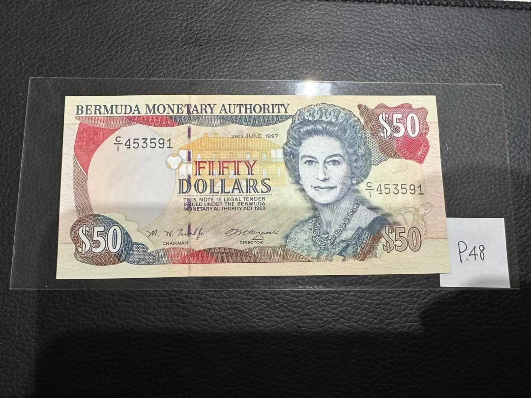《外钞收藏家》第二百三十期英国女王专场（百慕大与东加勒比） 百慕大1997年50元	P48 全新UNC