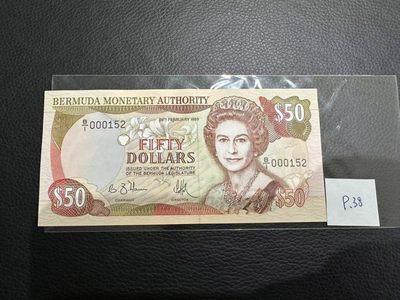 《外钞收藏家》第二百三十期英国女王专场（百慕大与东加勒比） - 百慕大1989年50元，152号券	P38    全新UNC