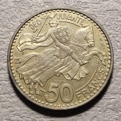 0起1加-纯粹捡漏拍-154场银币套币场 - 【样币】摩纳哥1950年50法郎-ESSAI样币-量1700