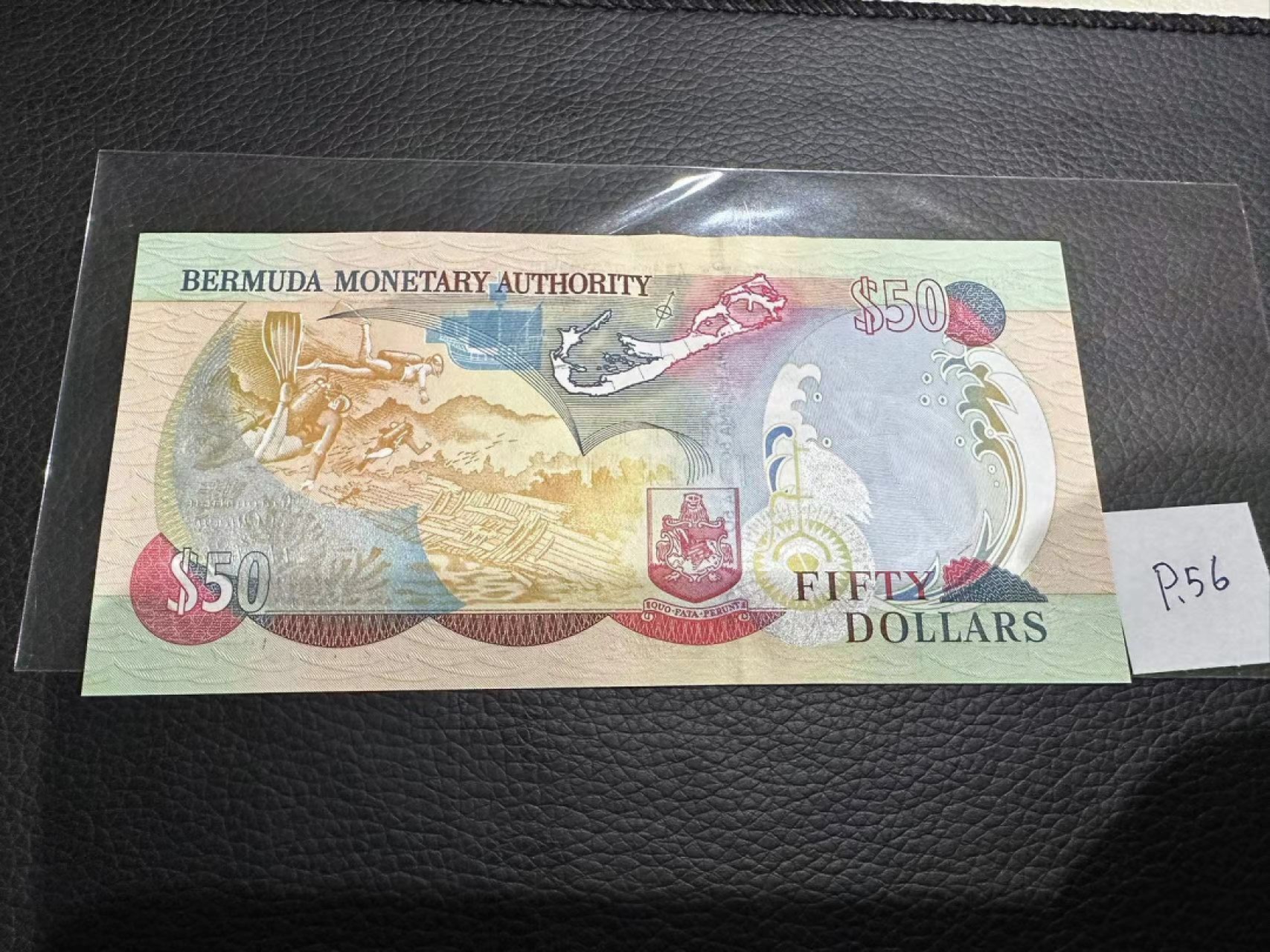 《外钞收藏家》第二百三十期英国女王专场（百慕大与东加勒比） 百慕大2003年50元纪念钞，263号券	P56 全新UNC