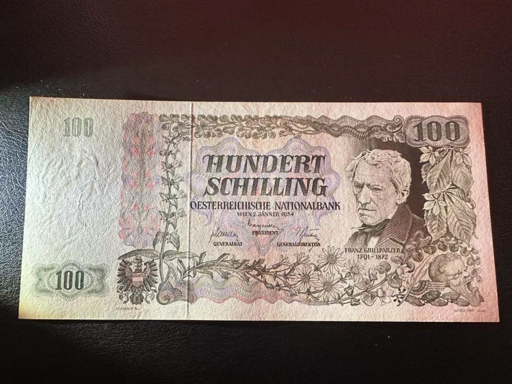【Blue Auction】✨世界纸币精拍第278期——小年特辑【精】 奥地利 1954年100先令 AU品相 双面设计精美