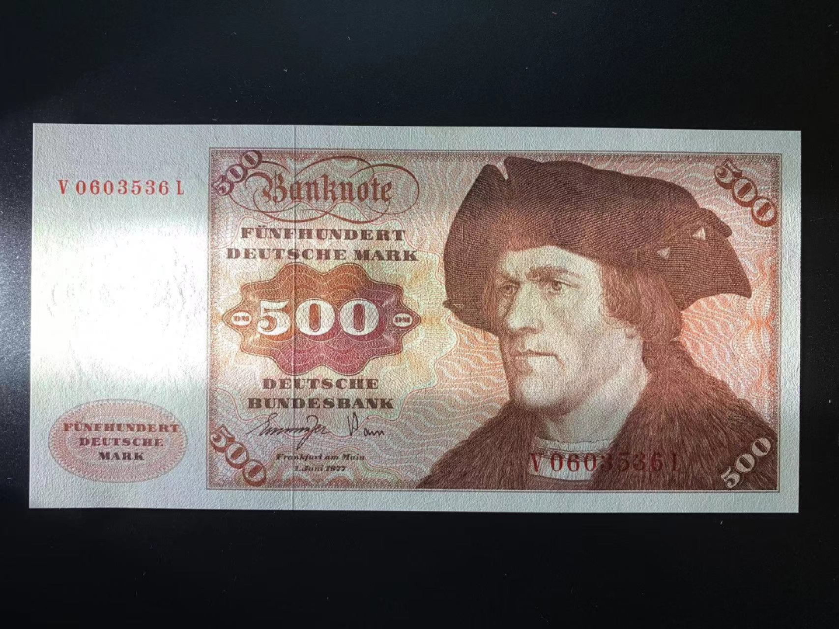 【Blue Auction】✨世界纸币精拍第278期——小年特辑【精】 【无47】德国 1977年500马克 经典大副 全新UNC 雕刻精美