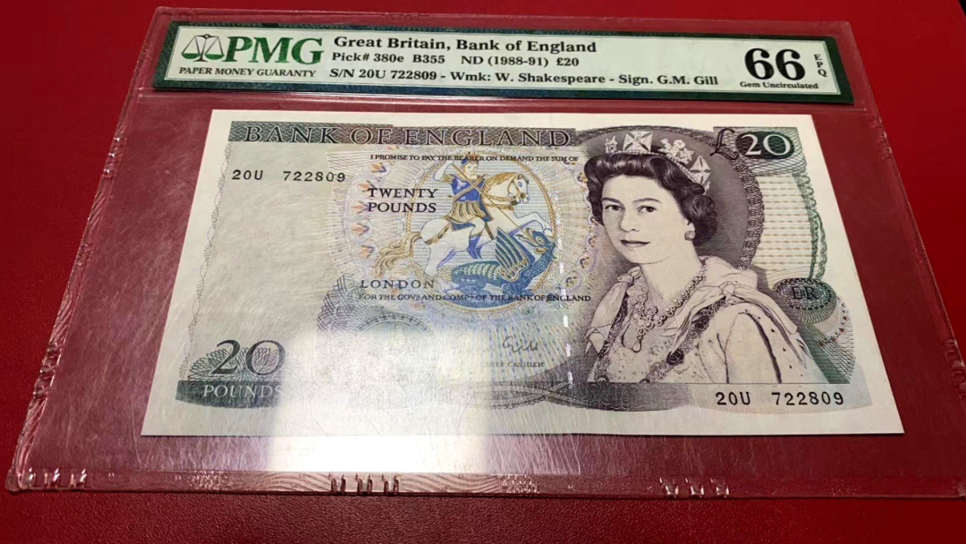 【Blue Auction】✨世界纸币精拍第278期——小年特辑【精】 英国 D序列 1988-91年20镑 PMG66EPQ 