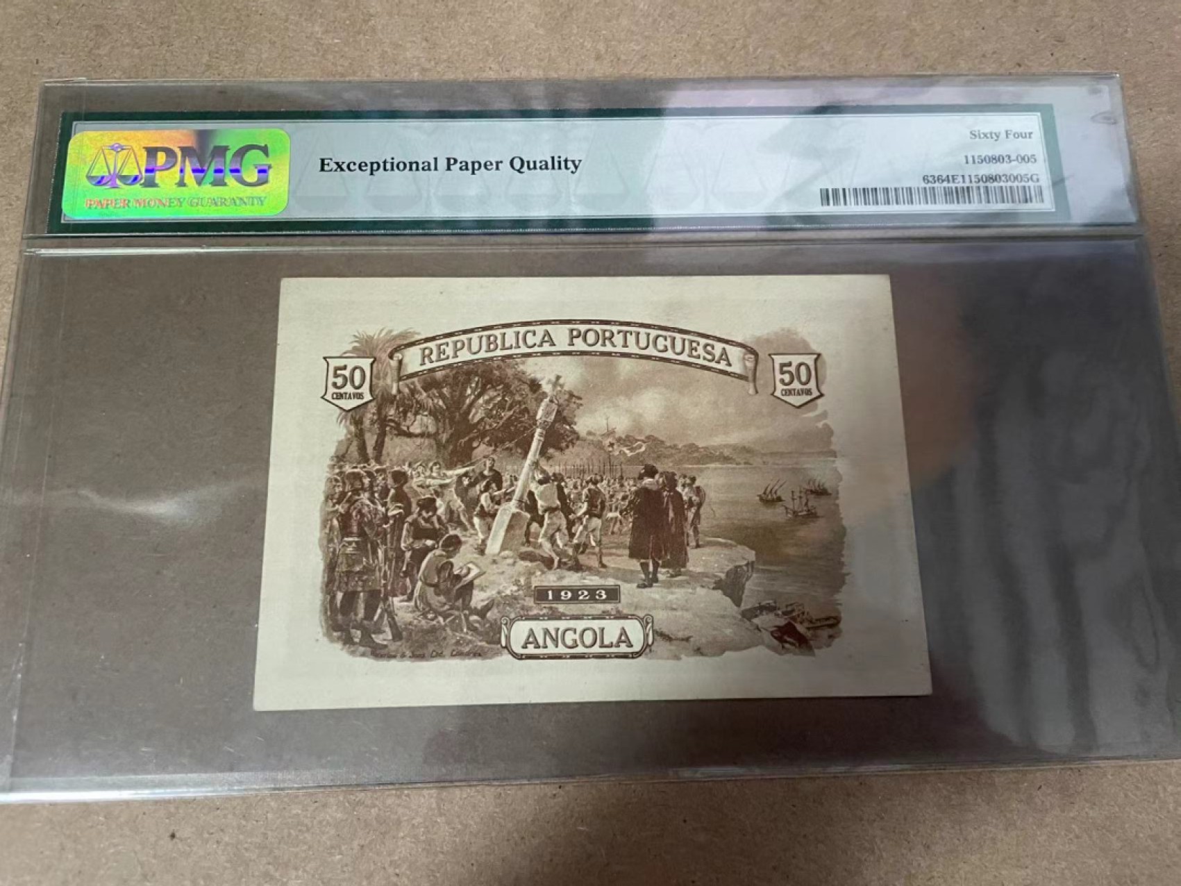 【Blue Auction】✨世界纸币精拍第278期——小年特辑【精】 【无47 百年风云】安哥拉 1923年50分 殖民色彩浓重 背面大场景 PMG64EPQ 