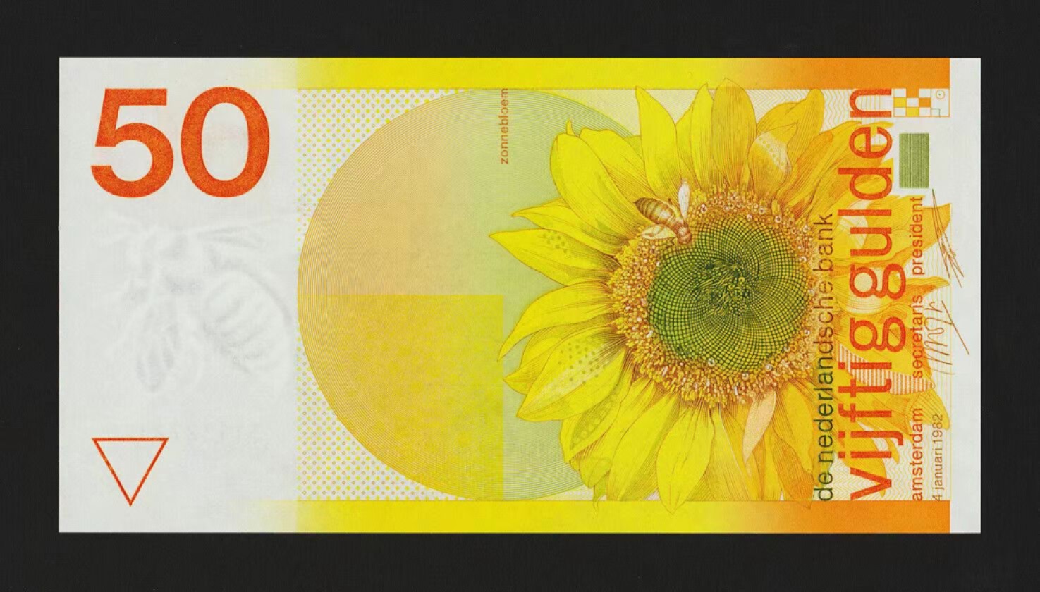【Blue Auction】✨世界纸币精拍第278期——小年特辑【精】 荷兰 1982年50盾 经典向日葵 全新UNC