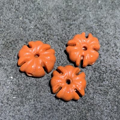 柿子红南红玛瑙雕刻通货克罗心背云一组， - 柿子红南红玛瑙雕刻通货克罗心背云一组，