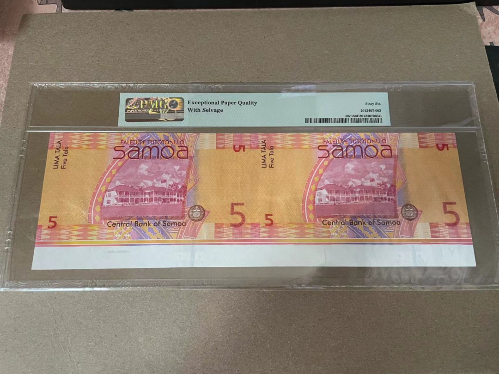【Blue Auction】✨世界纸币精拍第278期——小年特辑【精】 【两连体】萨摩亚 2017年5塔拉 PMG66EPQ 