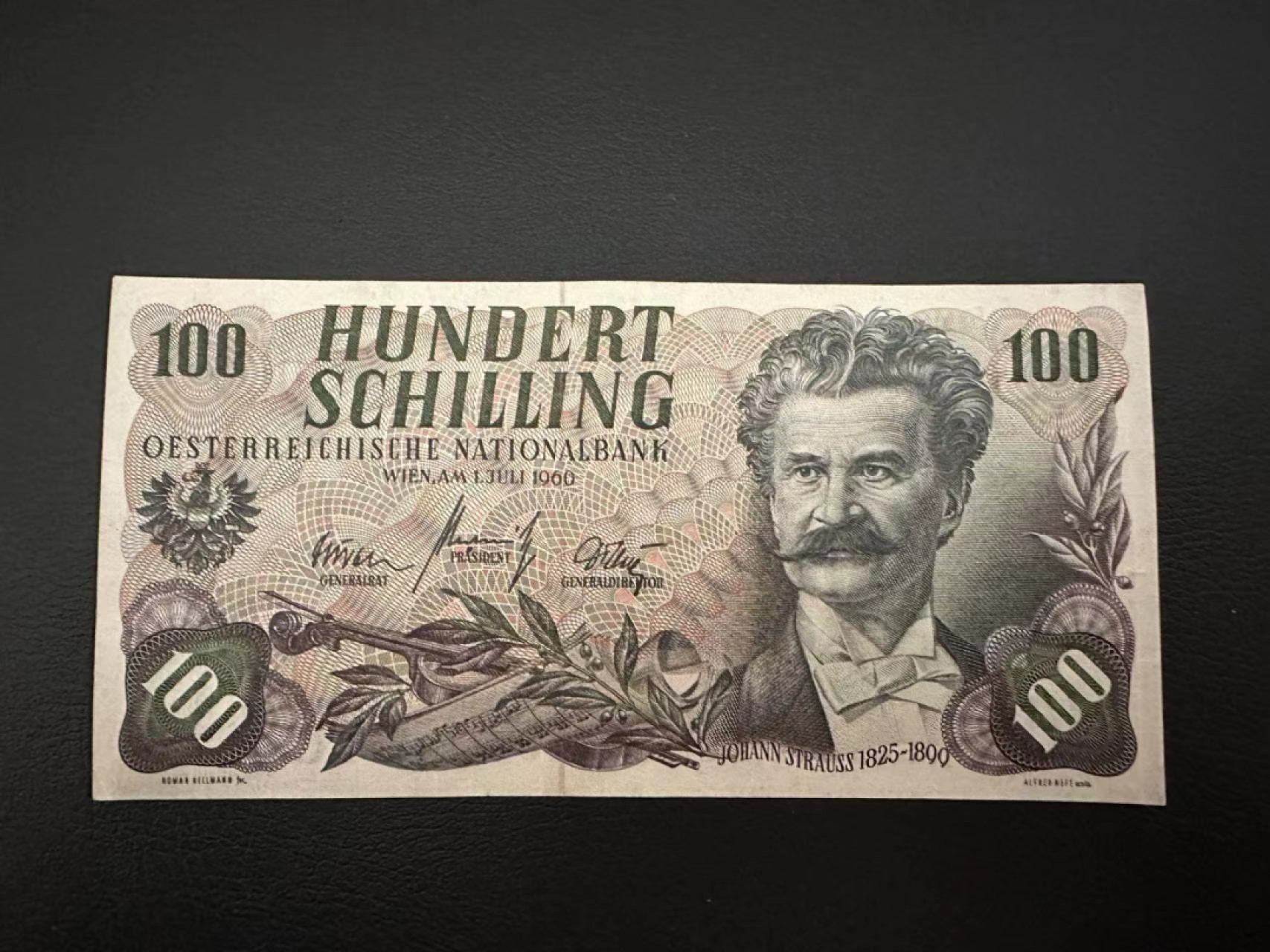【Blue Auction】✨世界纸币精拍第278期——小年特辑【精】 奥地利 1960年100先令 斯特劳斯 AU品相