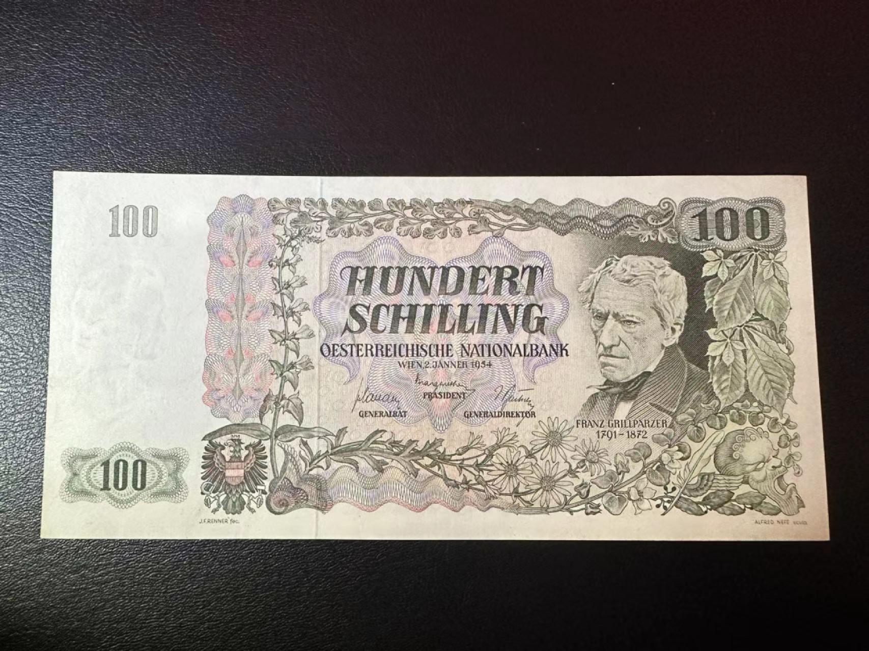 【Blue Auction】✨世界纸币精拍第278期——小年特辑【精】 奥地利 1954年100先令 AU品相 双面设计精美