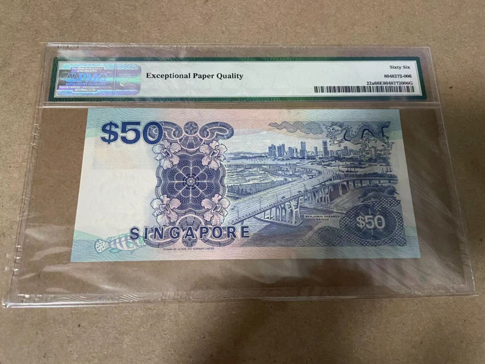 【Blue Auction】✨世界纸币精拍第278期——小年特辑【精】 【无47】新加坡 1987年50元 PMG66EPQ  