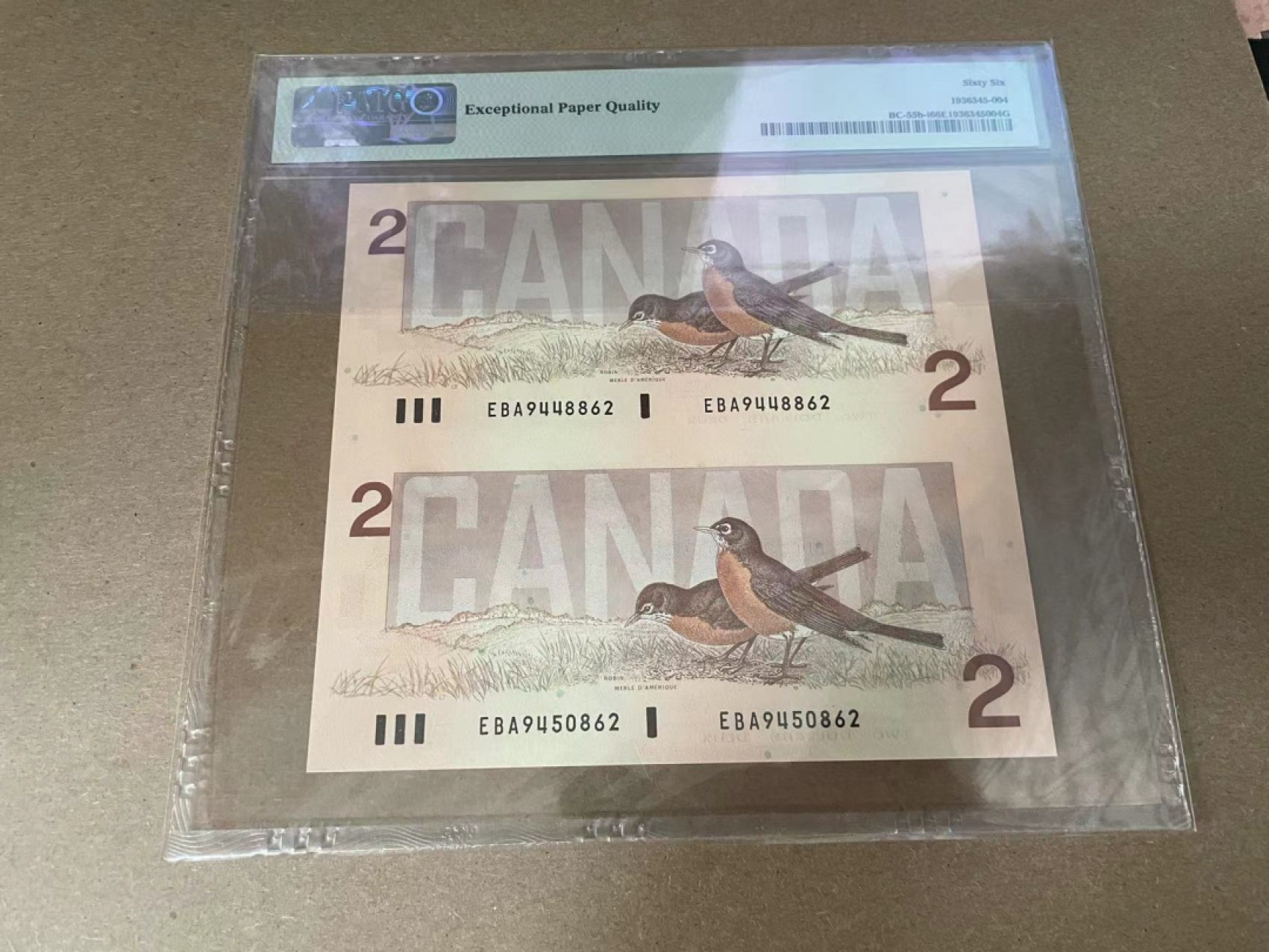 【Blue Auction】✨世界纸币精拍第278期——小年特辑【精】 【两连体】加拿大 1986年2元 PMG66EPQ 
