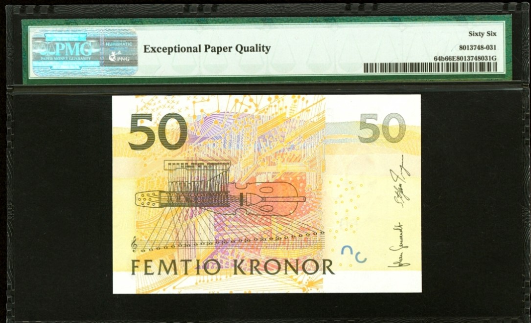 【Blue Auction】✨世界纸币精拍第278期——小年特辑【精】 瑞典 2008年50克朗 PMG66EPQ 夜莺