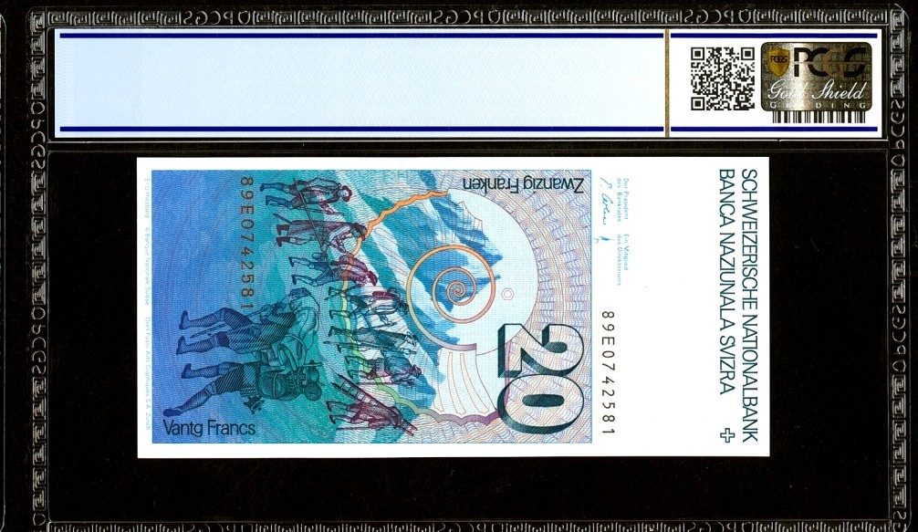 【Blue Auction】✨世界纸币精拍第278期——小年特辑【精】 【p55h】瑞士 1989年20法郎 PCGS67EPQ 