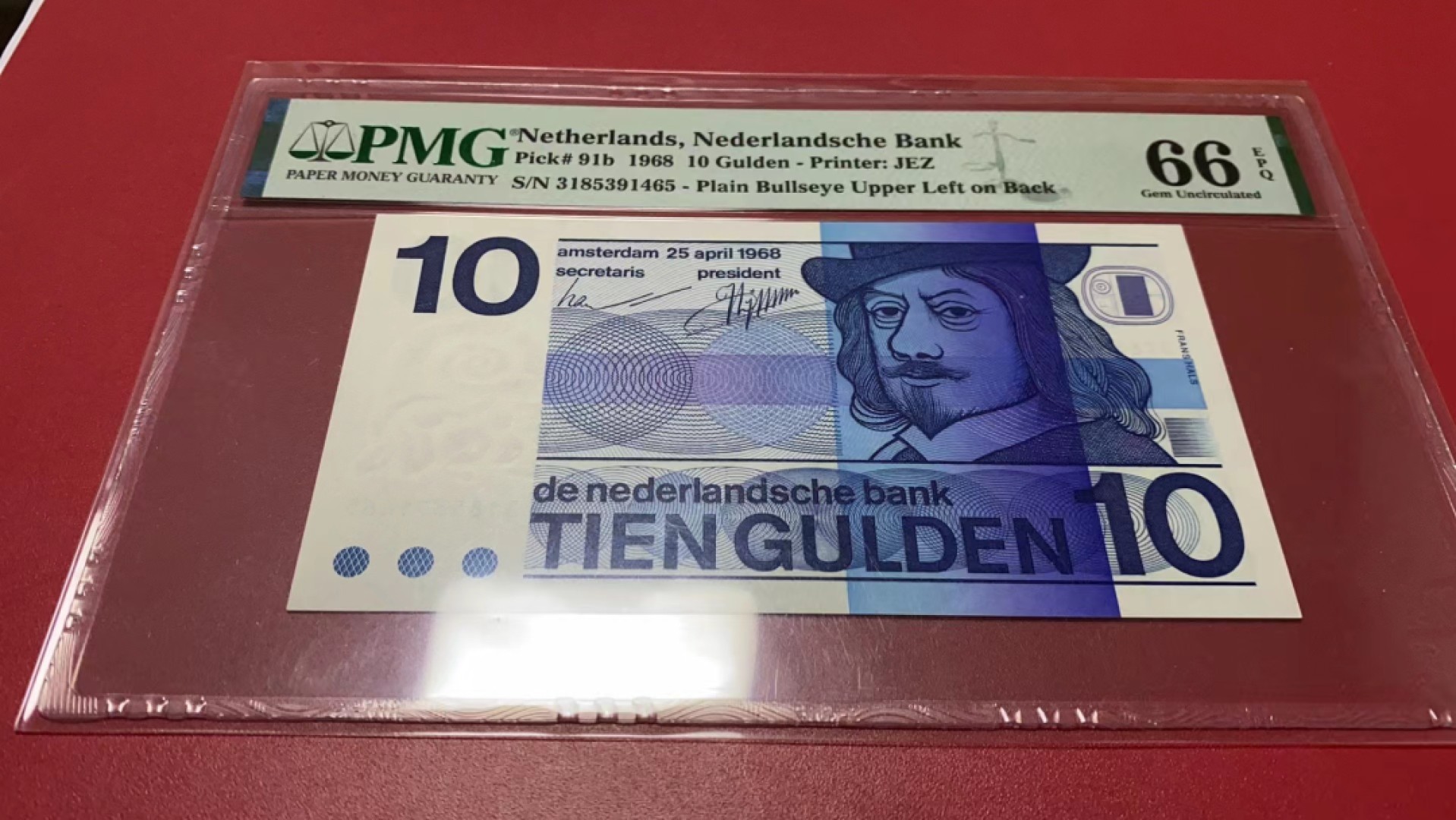 【Blue Auction】✨世界纸币精拍第278期——小年特辑【精】 荷兰 1968年10盾 PMG66EPQ 