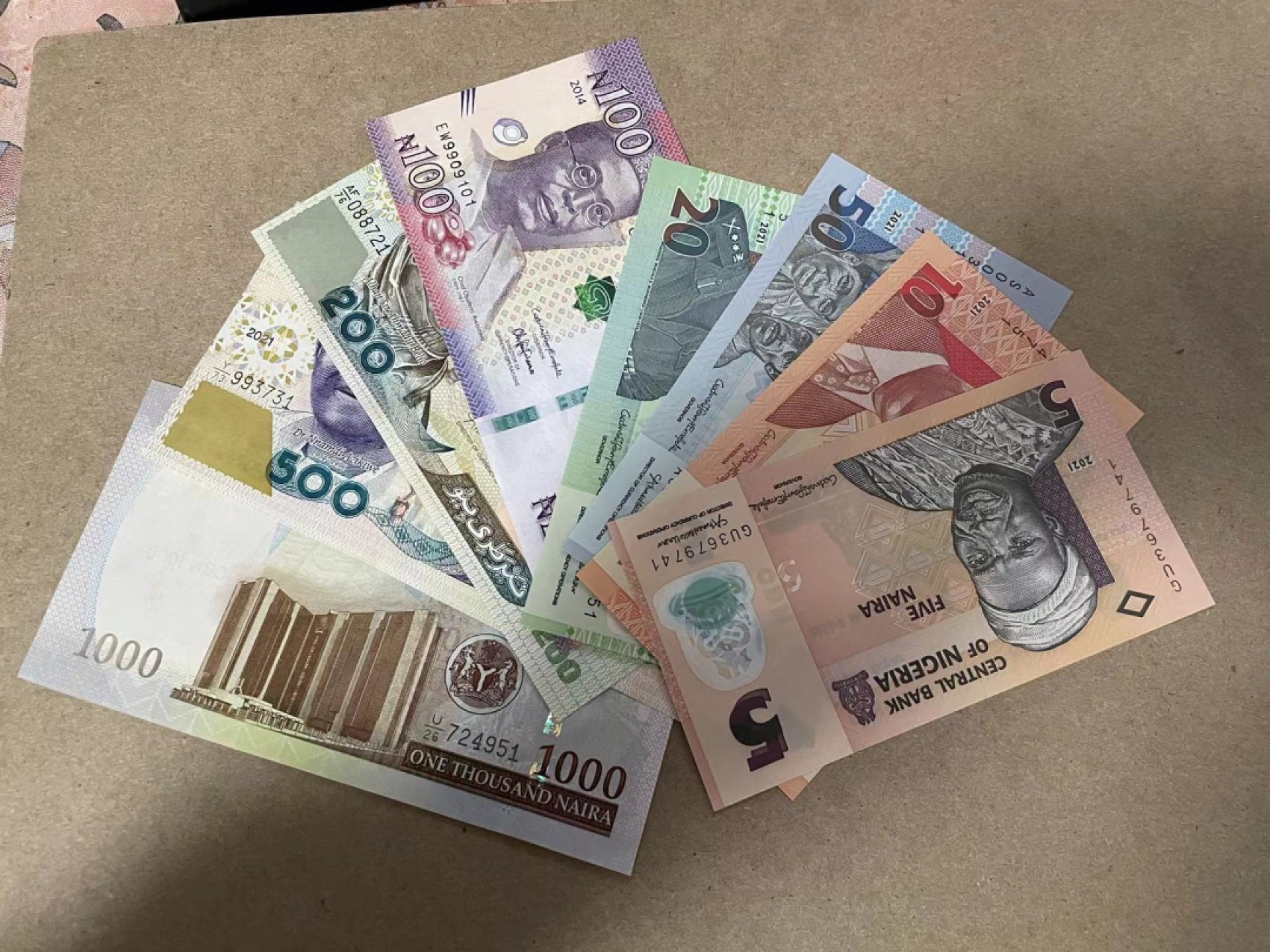 【Blue Auction】✨世界纸币精拍第278期——小年特辑【精】 【一组8张1尾】尼日利亚 5-1000奈拉 全新UNC