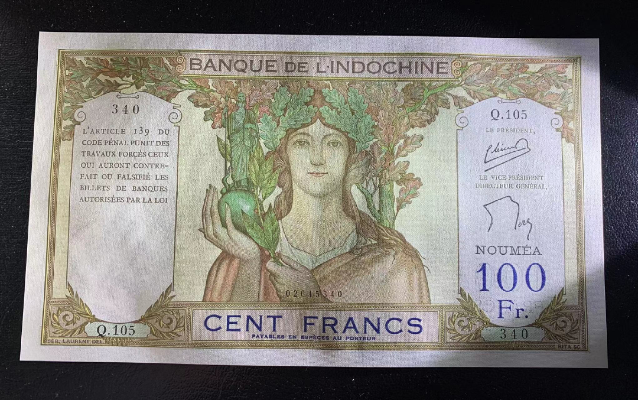 【Blue Auction】✨世界纸币精拍第278期——小年特辑【精】 新喀里多尼亚 1963年100法郎 四面佛 精美 UNC-