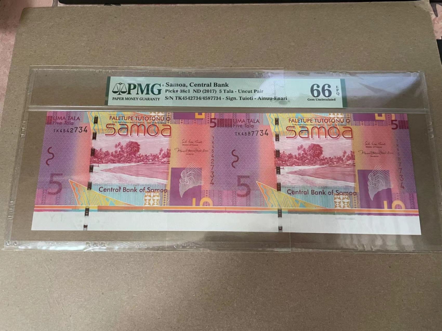 【Blue Auction】✨世界纸币精拍第278期——小年特辑【精】 【两连体】萨摩亚 2017年5塔拉 PMG66EPQ 
