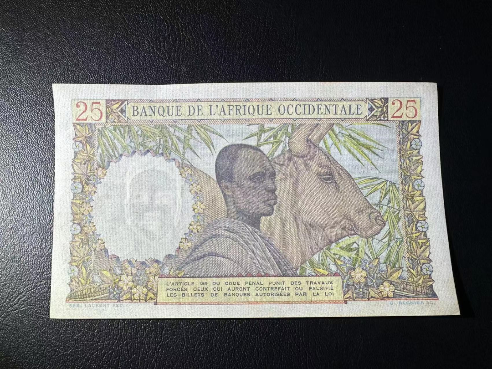 【Blue Auction】✨世界纸币精拍第278期——小年特辑【精】 法属西非 1943年25法郎 UNC- 