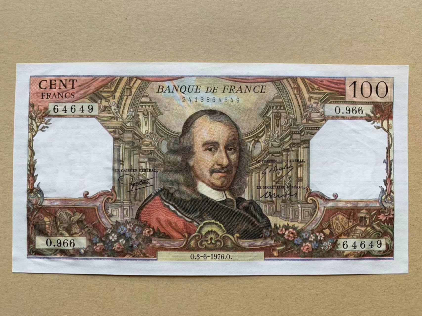 【Blue Auction】✨世界纸币精拍第278期——小年特辑【精】 法国 1976年100法郎 高乃伊 全新UNC