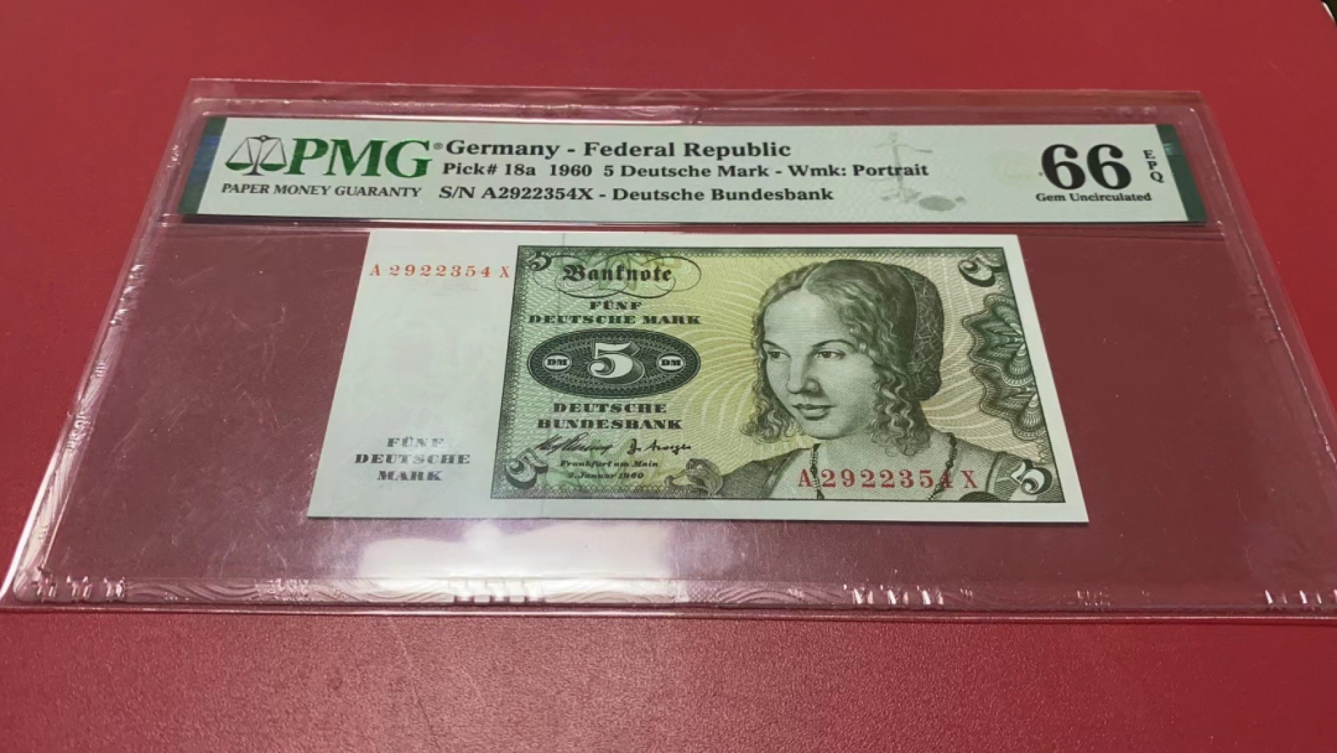 【Blue Auction】✨世界纸币精拍第278期——小年特辑【精】 德国 1960年5马克 PMG66EPQ