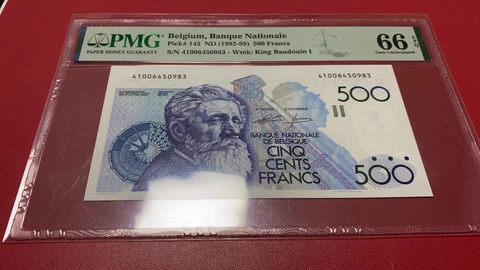【Blue Auction】✨世界纸币精拍第278期——小年特辑【精】 比利时 1982-98年500法郎 PMG66EPQ 