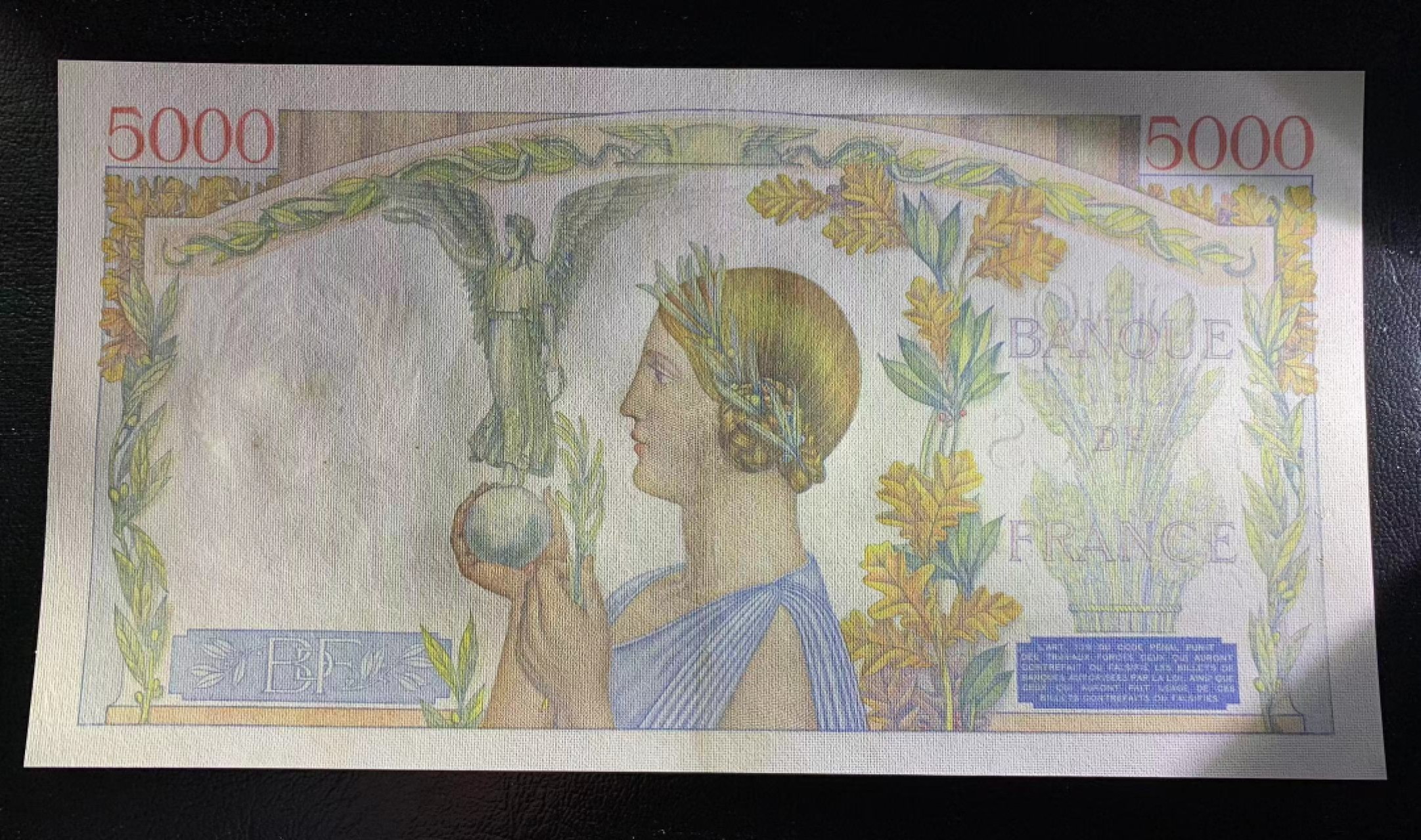 【Blue Auction】✨世界纸币精拍第278期——小年特辑【精】 【646雷达号】法国 1942年5000法郎 超大票幅 胜利女神 AU品相