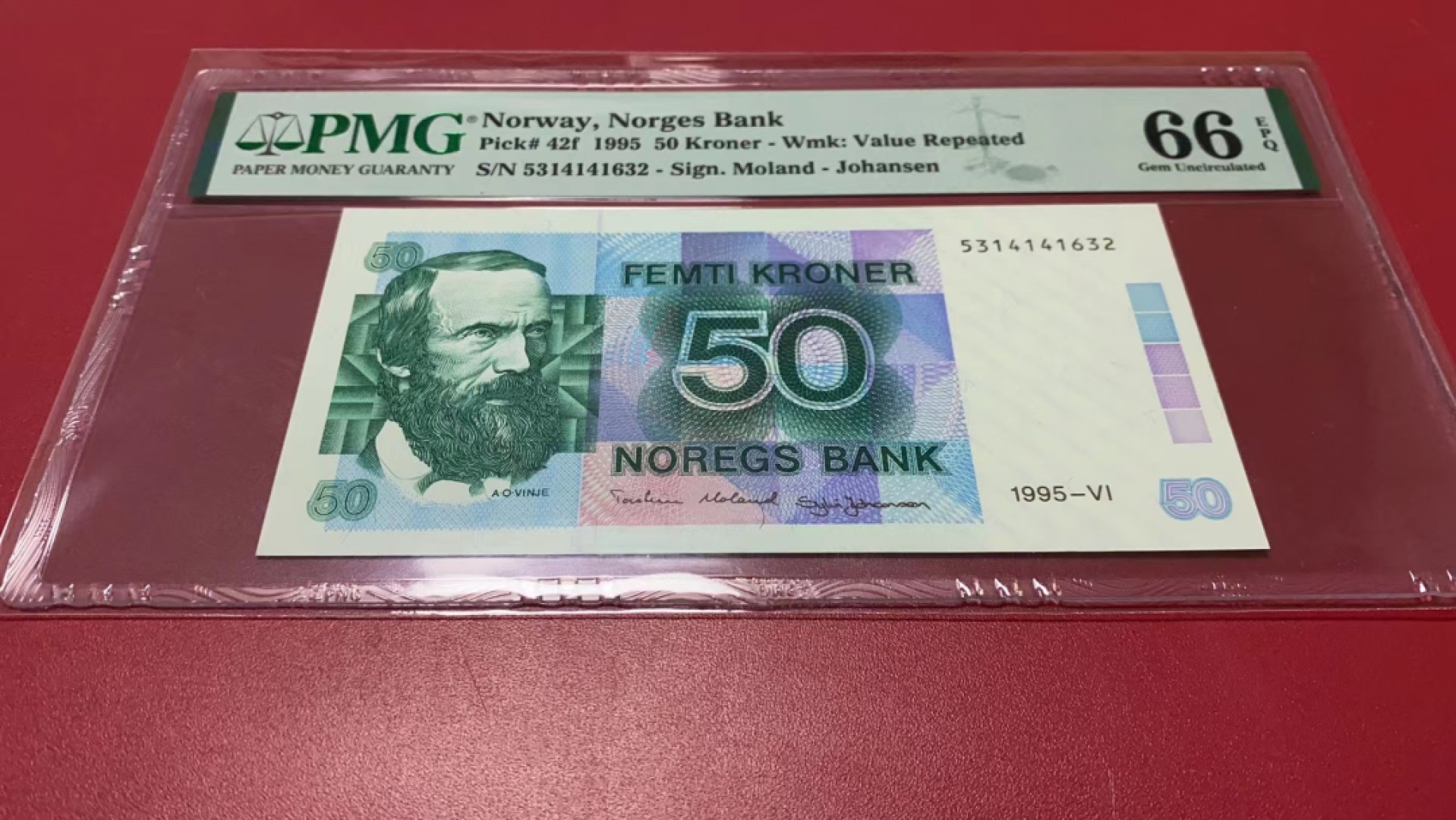 【Blue Auction】✨世界纸币精拍第278期——小年特辑【精】 挪威 1995年50克朗 PMG66EPQ 